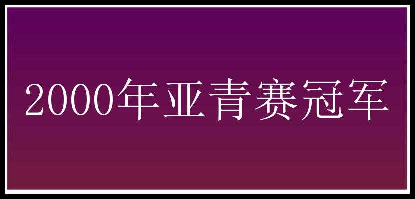 2000年亚青赛冠军