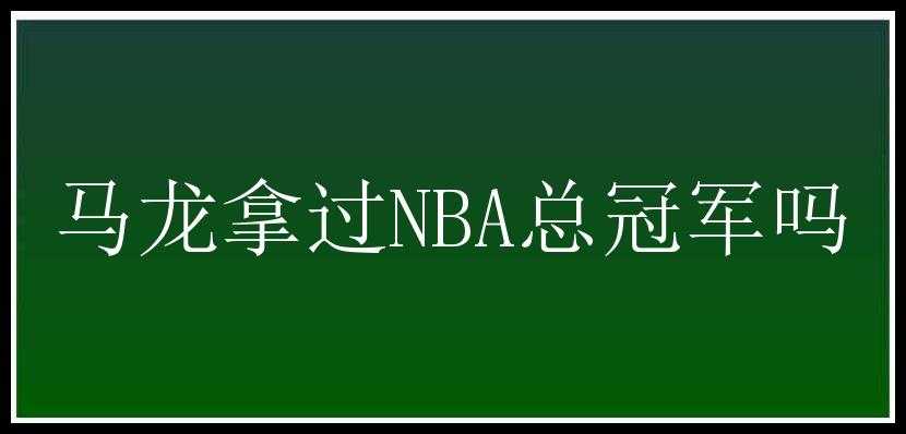 马龙拿过NBA总冠军吗