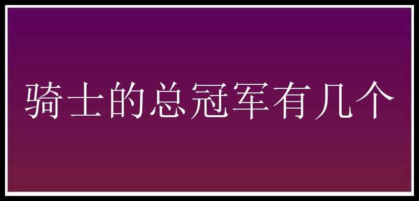 骑士的总冠军有几个