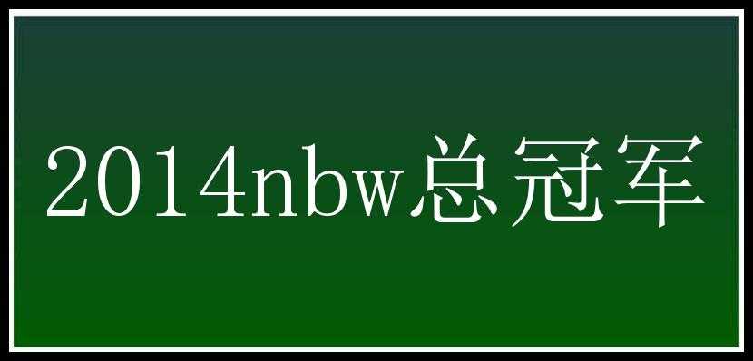 2014nbw总冠军