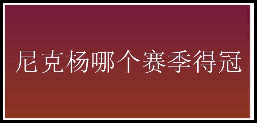 尼克杨哪个赛季得冠