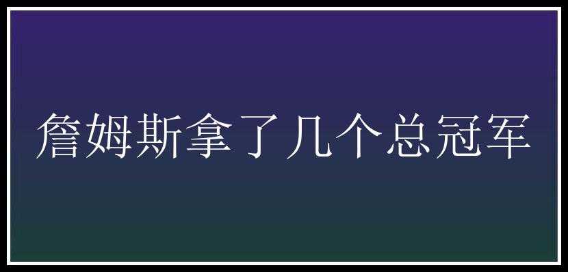 詹姆斯拿了几个总冠军