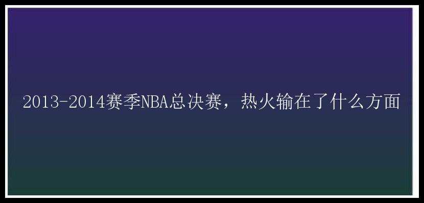 2013-2014赛季NBA总决赛，热火输在了什么方面