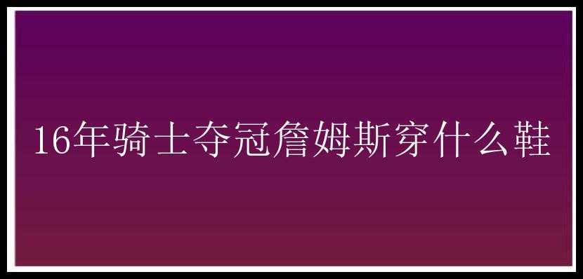 16年骑士夺冠詹姆斯穿什么鞋