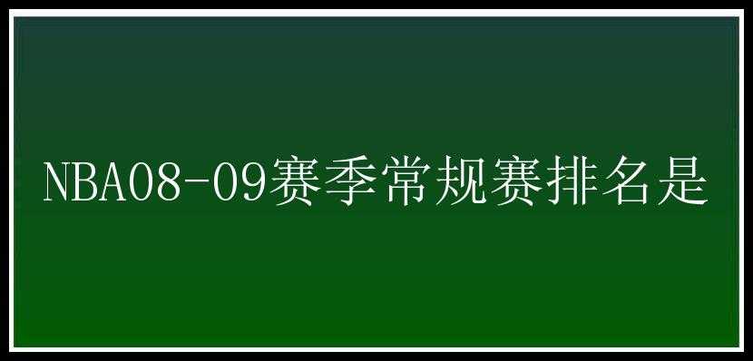 NBA08-09赛季常规赛排名是