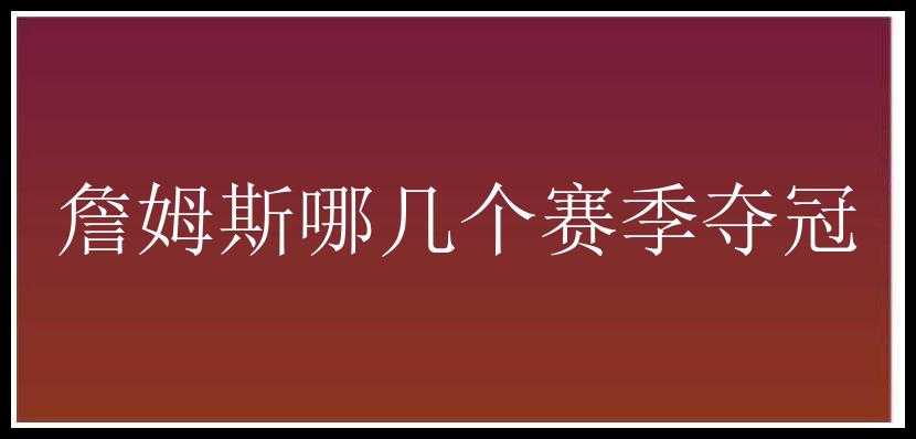 詹姆斯哪几个赛季夺冠