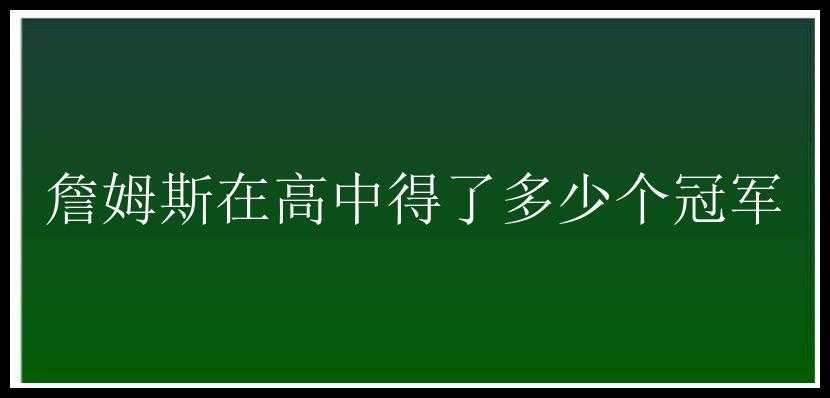 詹姆斯在高中得了多少个冠军