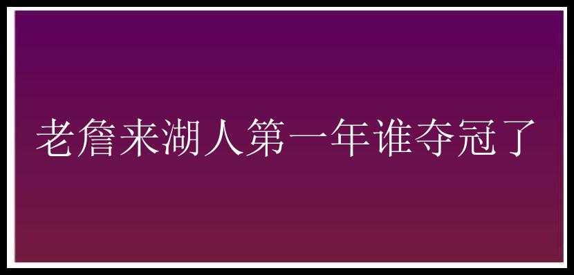 老詹来湖人第一年谁夺冠了