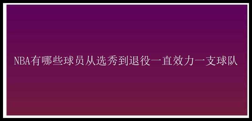 NBA有哪些球员从选秀到退役一直效力一支球队