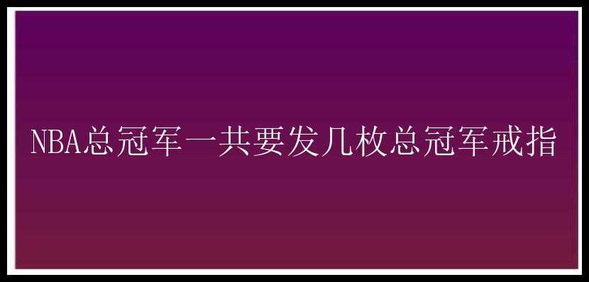 NBA总冠军一共要发几枚总冠军戒指