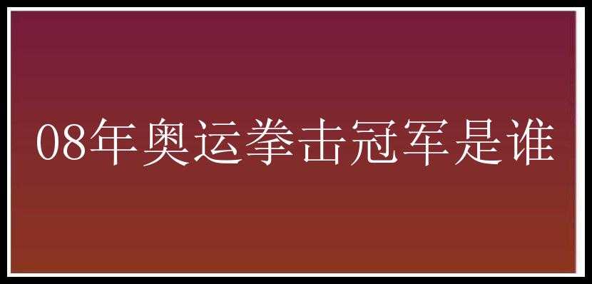 08年奥运拳击冠军是谁