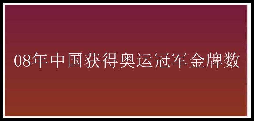 08年中国获得奥运冠军金牌数