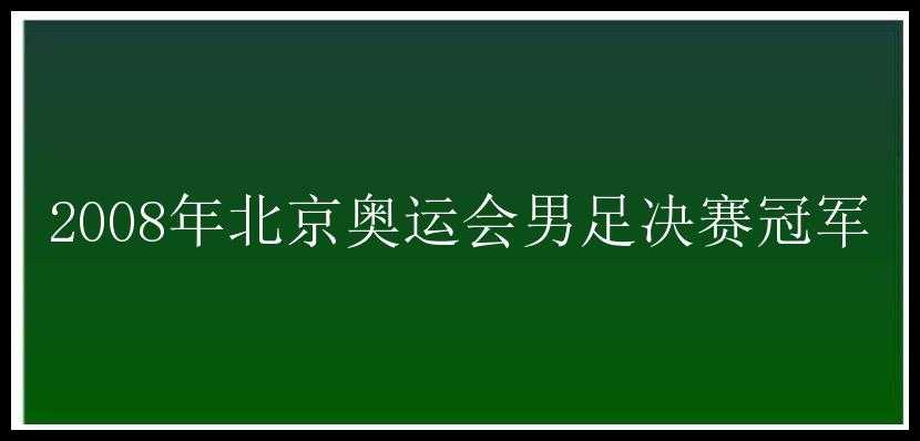 2008年北京奥运会男足决赛冠军