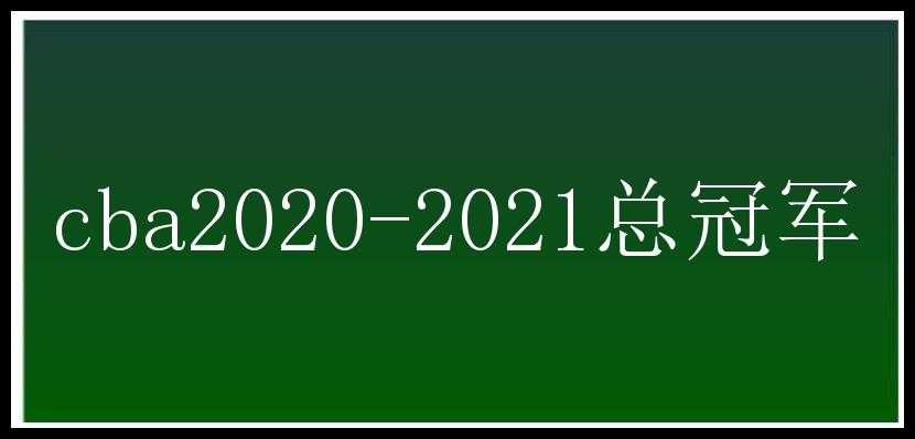 cba2020-2021总冠军