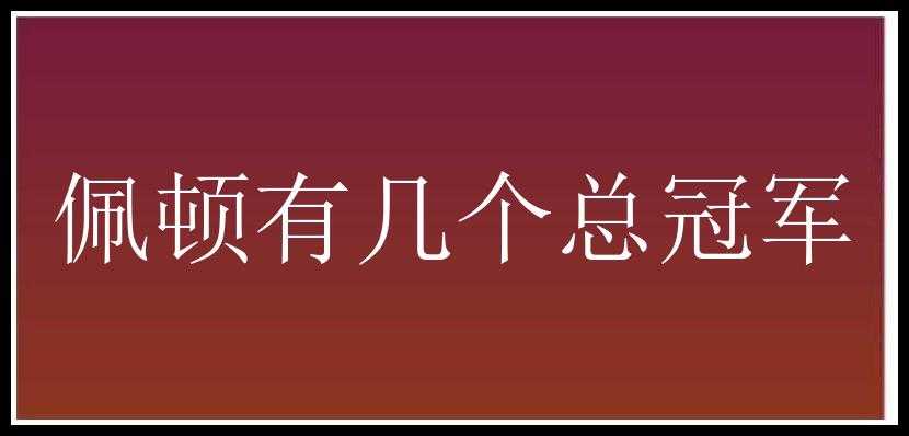 佩顿有几个总冠军