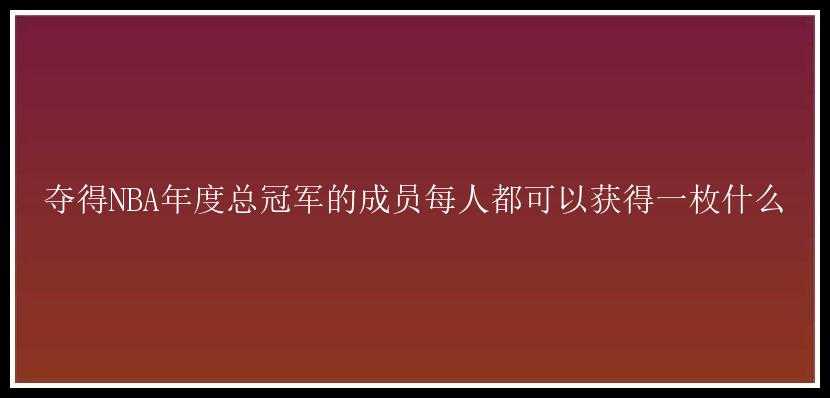 夺得NBA年度总冠军的成员每人都可以获得一枚什么