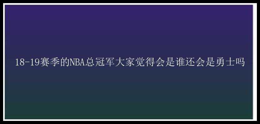 18-19赛季的NBA总冠军大家觉得会是谁还会是勇士吗