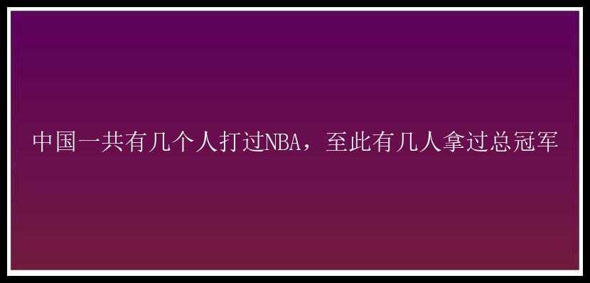 中国一共有几个人打过NBA，至此有几人拿过总冠军