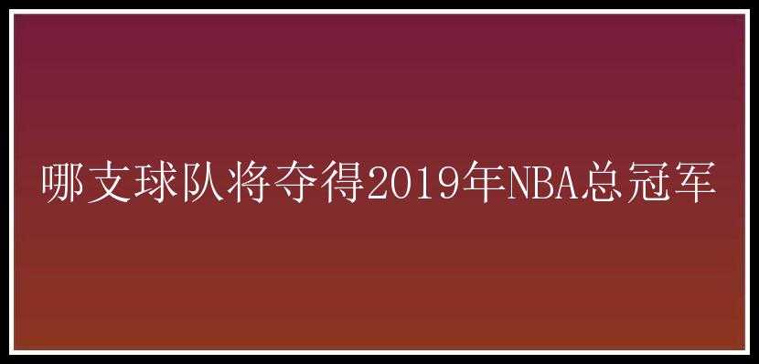 哪支球队将夺得2019年NBA总冠军