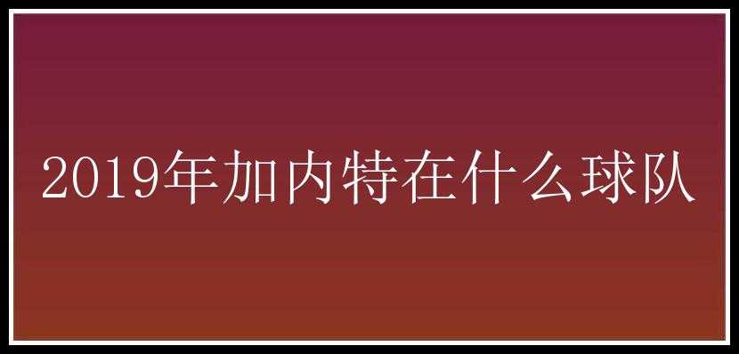 2019年加内特在什么球队