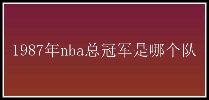 1987年nba总冠军是哪个队