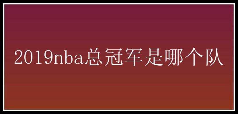 2019nba总冠军是哪个队