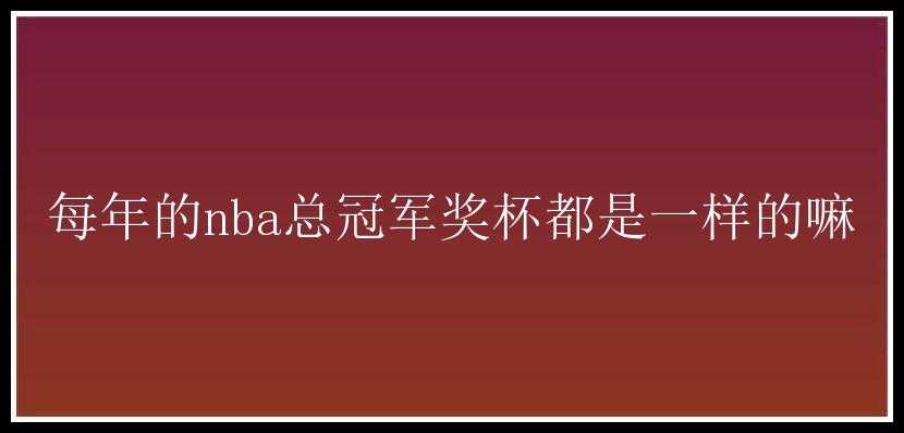 每年的nba总冠军奖杯都是一样的嘛