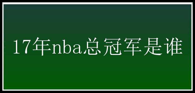 17年nba总冠军是谁