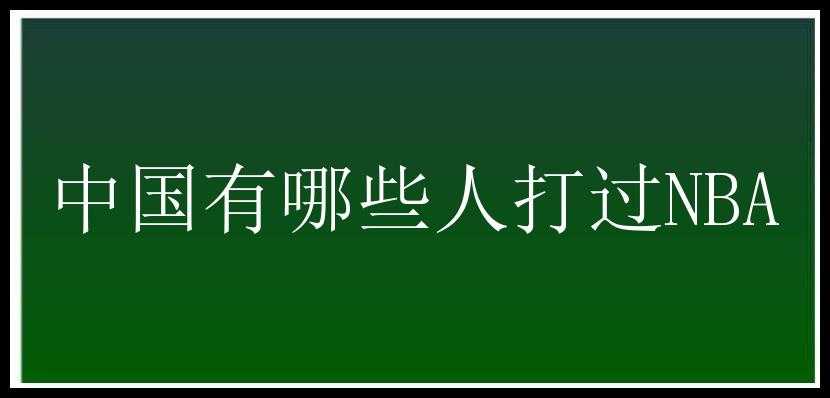 中国有哪些人打过NBA