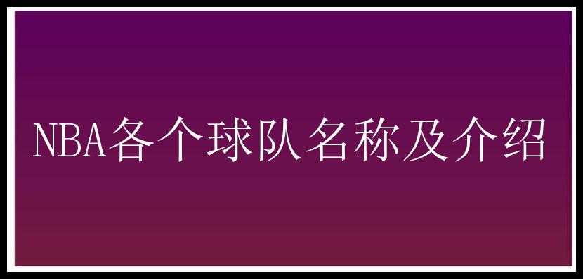 NBA各个球队名称及介绍