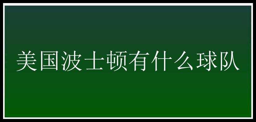 美国波士顿有什么球队