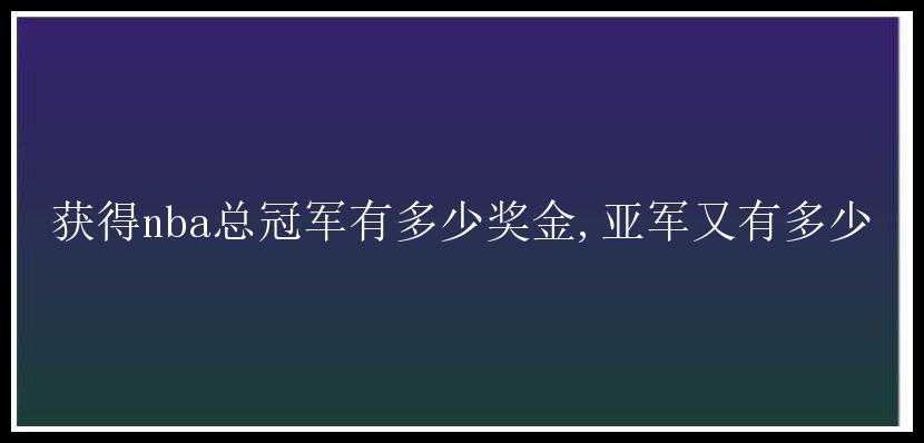 获得nba总冠军有多少奖金,亚军又有多少