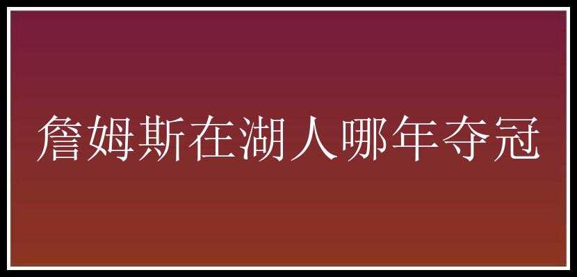 詹姆斯在湖人哪年夺冠