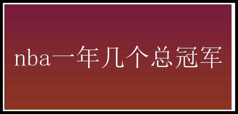 nba一年几个总冠军