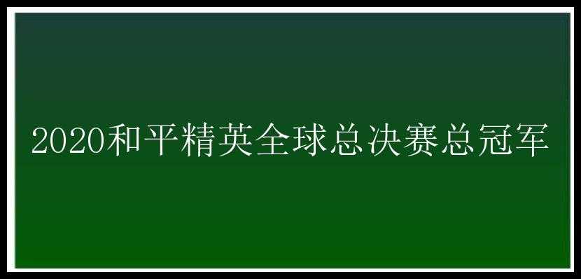 2020和平精英全球总决赛总冠军