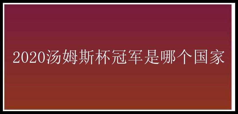 2020汤姆斯杯冠军是哪个国家