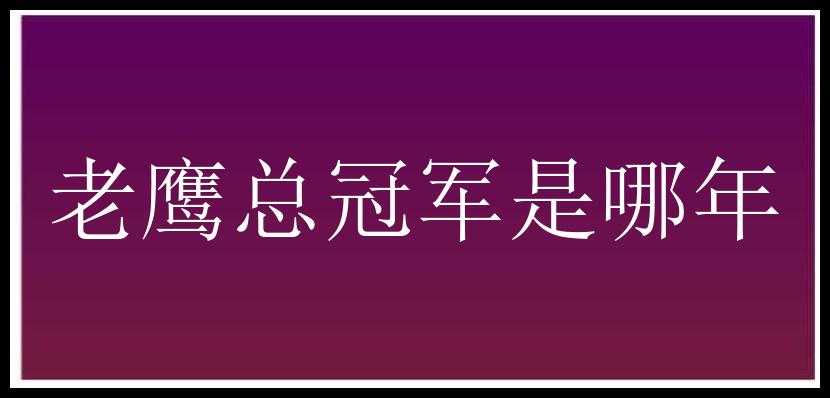 老鹰总冠军是哪年