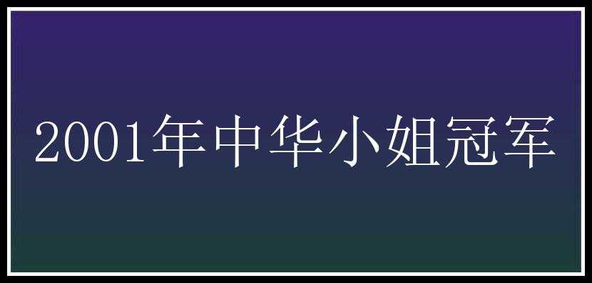 2001年中华小姐冠军