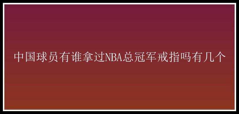 中国球员有谁拿过NBA总冠军戒指吗有几个