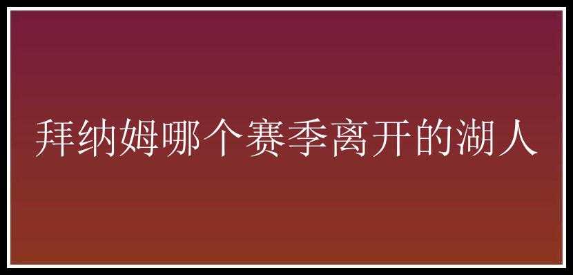 拜纳姆哪个赛季离开的湖人