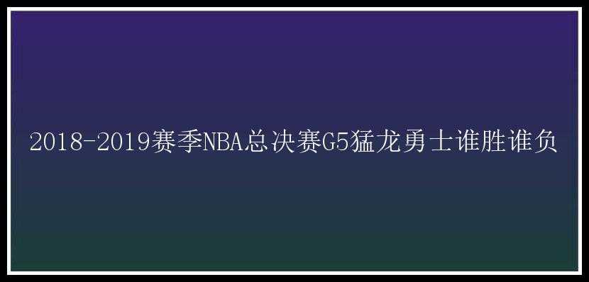 2018-2019赛季NBA总决赛G5猛龙勇士谁胜谁负