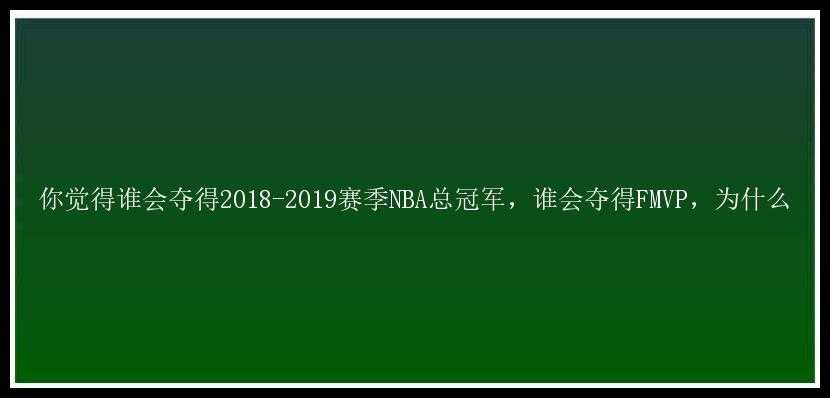 你觉得谁会夺得2018-2019赛季NBA总冠军，谁会夺得FMVP，为什么