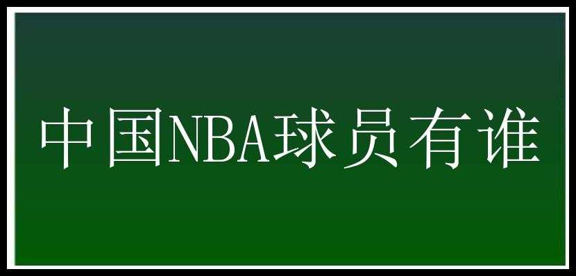 中国NBA球员有谁