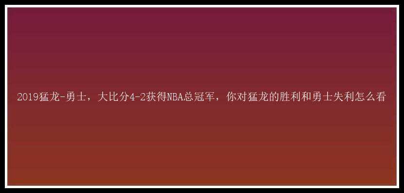 2019猛龙-勇士，大比分4-2获得NBA总冠军，你对猛龙的胜利和勇士失利怎么看