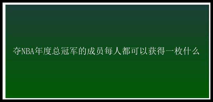 夺NBA年度总冠军的成员每人都可以获得一枚什么