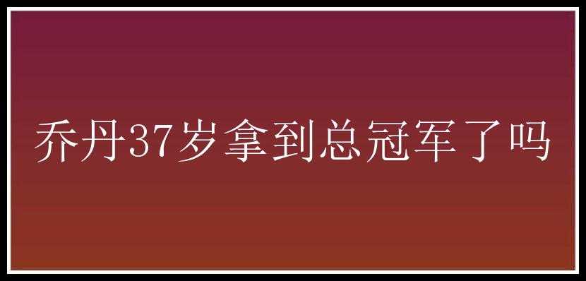 乔丹37岁拿到总冠军了吗