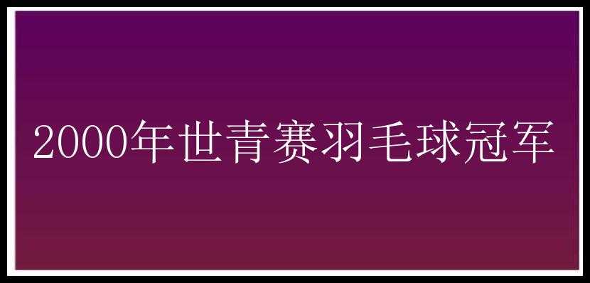 2000年世青赛羽毛球冠军