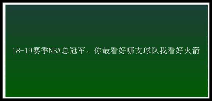 18-19赛季NBA总冠军。你最看好哪支球队我看好火箭