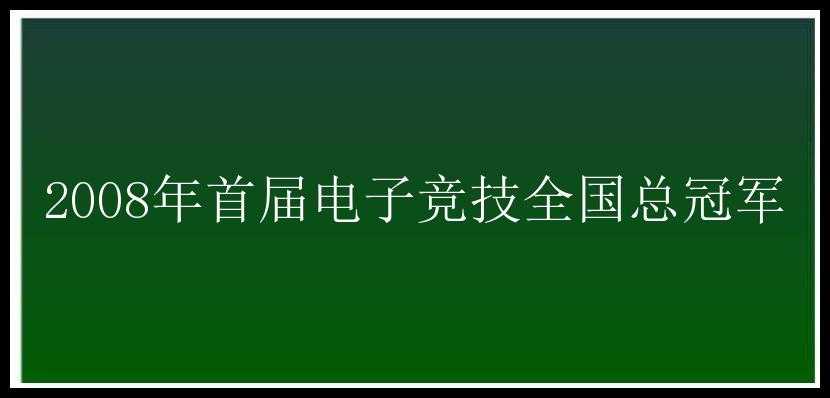 2008年首届电子竞技全国总冠军