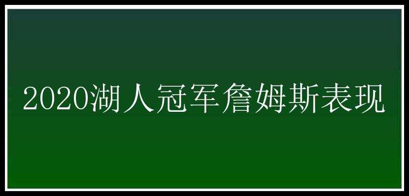 2020湖人冠军詹姆斯表现